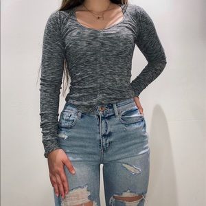 Grey Rouched Long Sleeve top⚡️